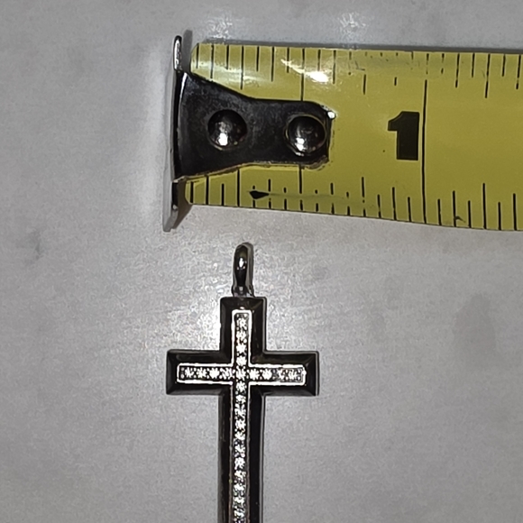 Silver Cross Pendant with Diamonds - Picture 3 of 5